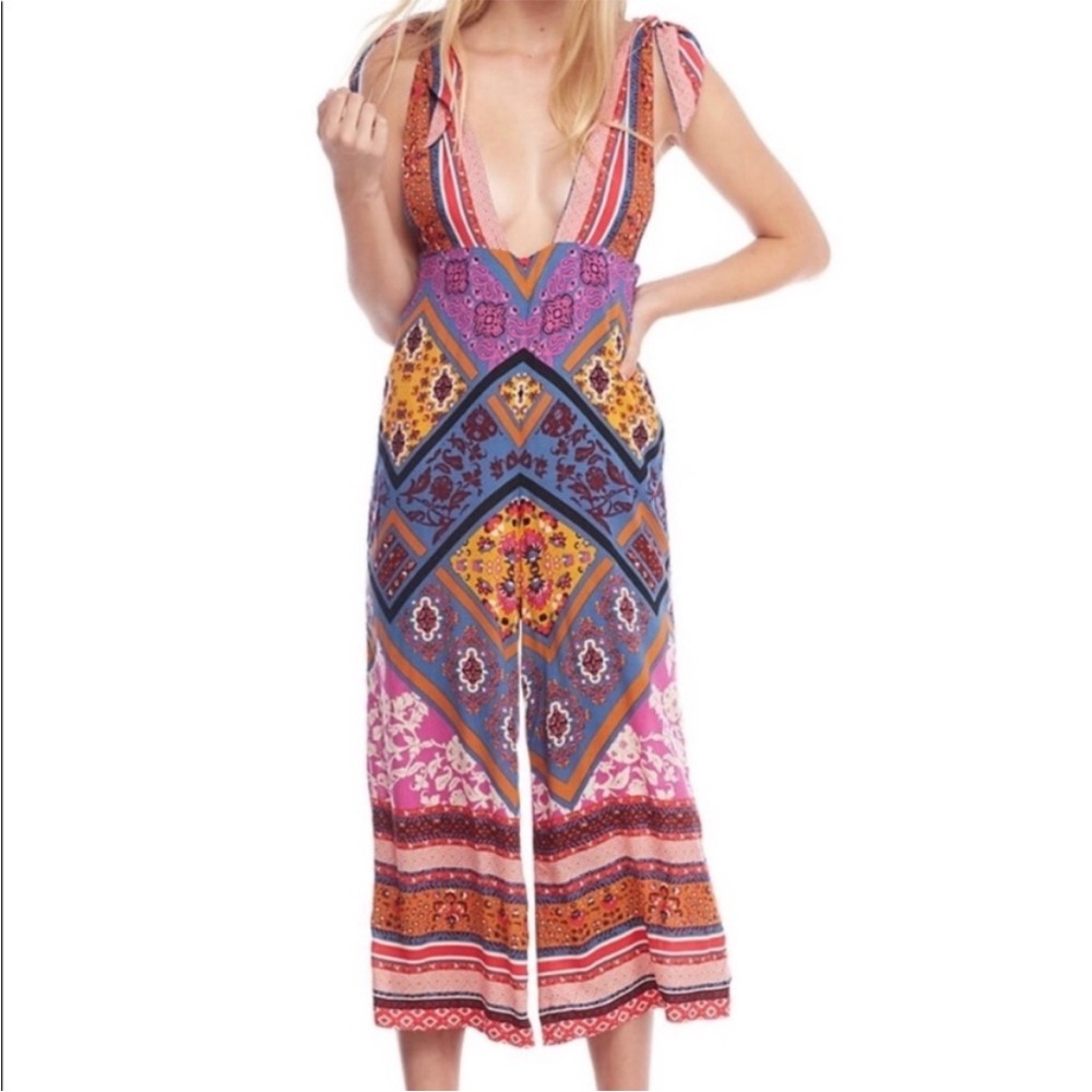 Free People Maritza Boho Floral Jumpsuit One Piece Womens Overalls Size 2 - Picture 3 of 13